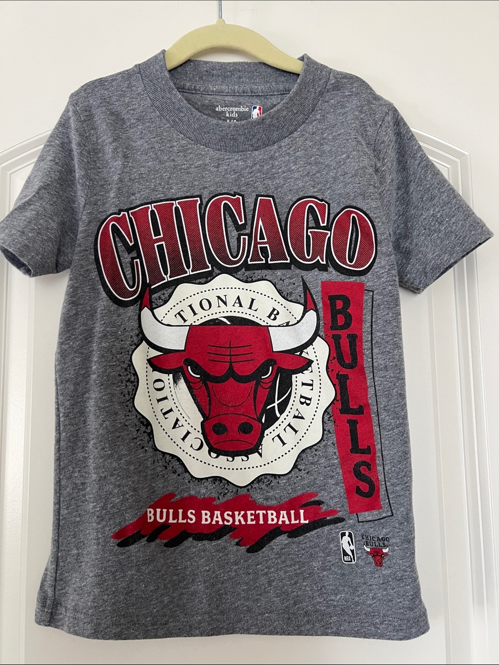 abercrombie kids | (5/6) Grey Chicago Bulls Graphic Tee with Red Accents